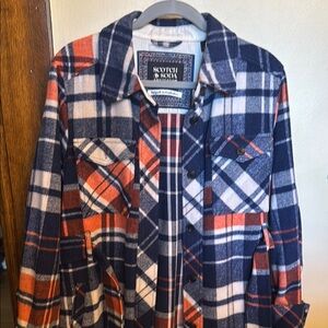 Scotch & Soda Blue and Orange Plaid Shirt